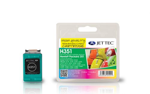 JET TEC Remanufactured Inkjet Cartridge Replaces HP 351 HP CB337EE Cyan/Magenta/Yellow Colour Pack