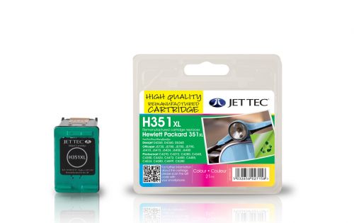 JET TEC Remanufactured Inkjet Cartridge Replaces HP 351XL HP CB338EE Cyan/Magenta/Yellow Colour Pack