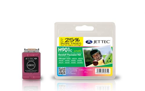 JET TEC Remanufactured Inkjet Cartridge Replaces HP 901 HP CC656A Cyan/Magenta/Yellow Colour Pack