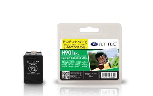 JET TEC Remanufactured Inkjet Cartridge Replaces HP 901XL HP CC654A Black