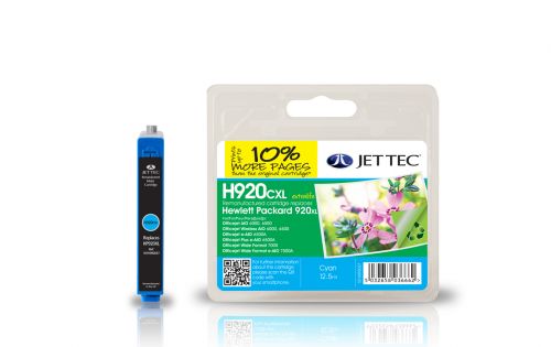 JET TEC Remanufactured Inkjet Cartridge Replaces HP 920XL HP CD972AE Cyan