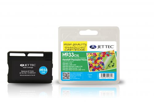JET TEC Remanufactured Inkjet Cartridge Replaces HP 933XL HP CN054AE Cyan