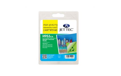 JET TEC Remanufactured Inkjet Cartridge Replaces HP 953XL Cyan HP F6U16AE