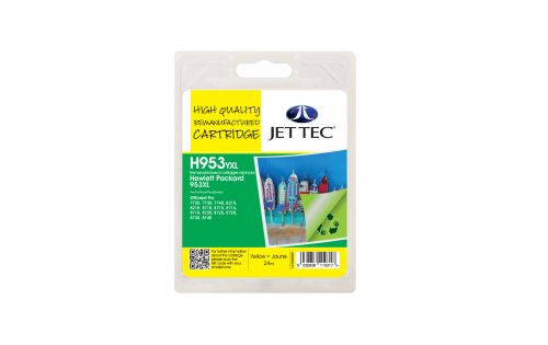 JET TEC Remanufactured Inkjet Cartridge Replaces HP 953XL Yellow HP F6U18AE
