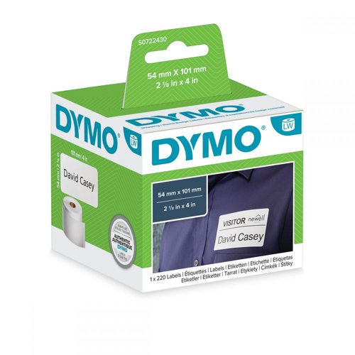 Dymo 99014 54mm x 101mm Shipping Name Badge Labels Black on White