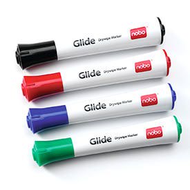 Nobo 1902077 Glide Drywipe Markers Pack of 4 Fine Tip