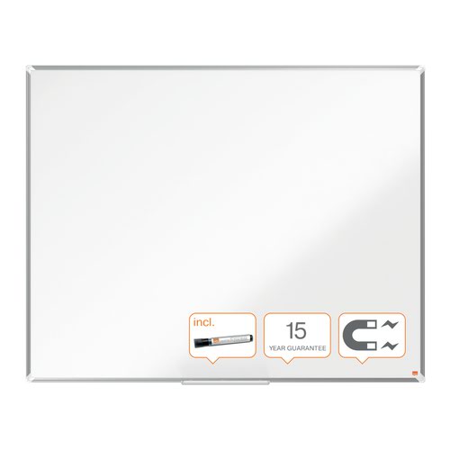 Claim a Free Nobo Whiteboard Starter Kit when you purchase this product until 30th June 2024Terms & Conditions apply, to claim please register online  here.Steel magnetic whiteboard with a modern stylish aluminium trim. Fixed by a through corner wall mounting and includes a large whiteboard pen tray for the convenient storage of whiteboard markers and erasers.The painted steel magnetic whiteboard surface delivers an increased level of erasability for moderate use.Size: 1500x1200mm.