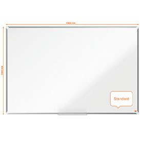 Melamine non-magnetic whiteboard with a modern stylish aluminium trim. Fixed by a through corner wall mounting and includes a large whiteboard pen tray for the convenient storage of whiteboard markers and erasers.The melamine whiteboard surface delivers a good level of erasability for light use.Size: 1500x1000mm.