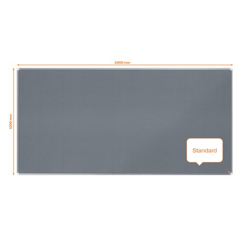 Nobo 1915200 Premium Plus Grey Felt Notice Board 2400x1200mm