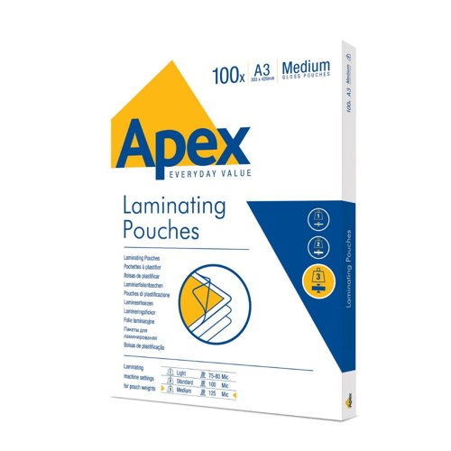 Apex Laminating Pouch A3 Medium Duty 100PK