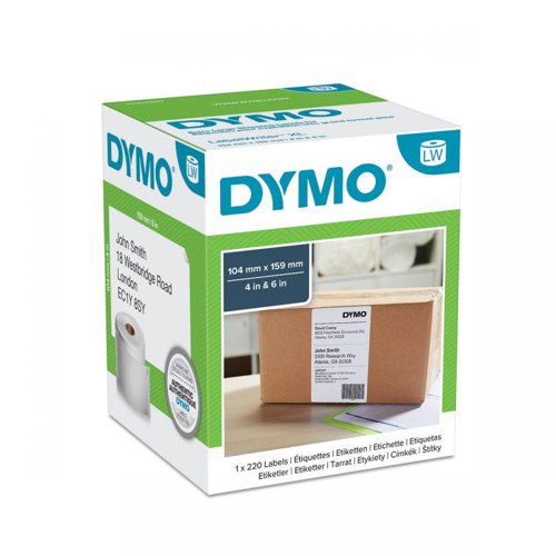 Dymo S0904980 104mm x 159mm XL Shipping Labels Black on White