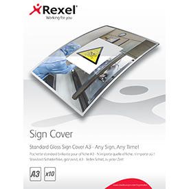 Rexel 2104254 Signmaker Standard Gloss Sign Covers A3 Pack of 10
