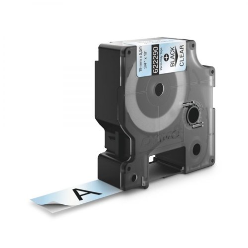 Dymo 622290 19mm Black on Clear Tape