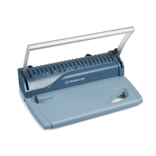 23647J | The MultiBind 208 gives you the flexibility to cater for all occasions: Comb binding - Is perfect for informal (Internal Documents) such as training materials/storage and reference documents and is ideal for everyday use. CombBind produces documents that can be easily updated allowing you to add or remove pages after the initial bind. WireBind is perfect for professional (External Documents) such as pitches, tenders and client presentations and is ideal for important documents. Wire binding produces documents that are permanently bound for additional security. The MultiBind 208 is lightweight and portable making it the ideal choice for home or a small office. It punches up to 8 sheets of 80gsm paper in one go and punches/binds paper up to A4 in size. It will bind up to 125 pages of 80gsm paper using 14mm metal wires or plastic combs ensuring you’re your small binding tasks are finished in an instant. If you are using 21 loop metal wires, there is the additional benefit of the integral wire closing channel that ensures fast and accurate closing of the wires for a more secure document. If you are comb binding the comb opening teeth keeps the combs open ready for binding. The MultiBind comes complete with a quick starter guide that provides clear and operating instructions to make the binding experience as simple as possible. Featuring a carry handle, it can be used just about anywhere you choose.
