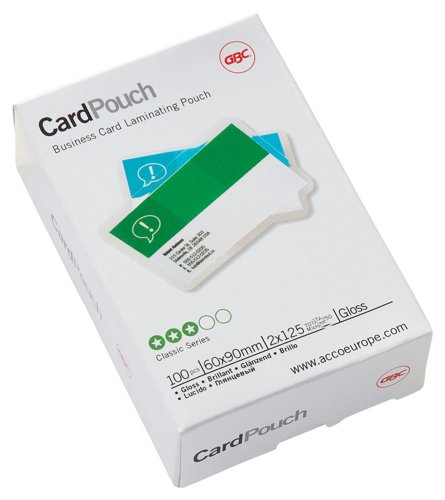 GBC 3743157 Card Laminating Pouches 60x90mm 2x125 Micron Gloss 100pk