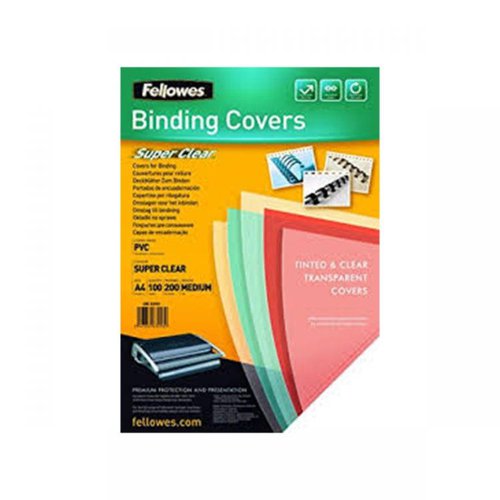 Fellowes 5376001 PVC COVER A4 150 MICRONS CLEAR 100 PK