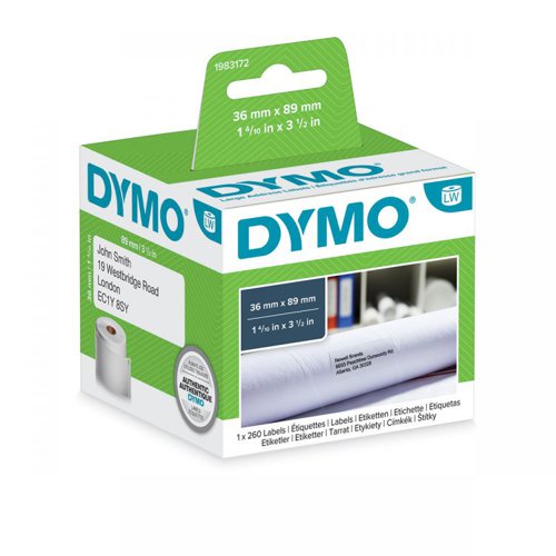 Dymo 1983172 LW 99012 Address Labels 36 x 89mm 1 Roll of 260 Labels