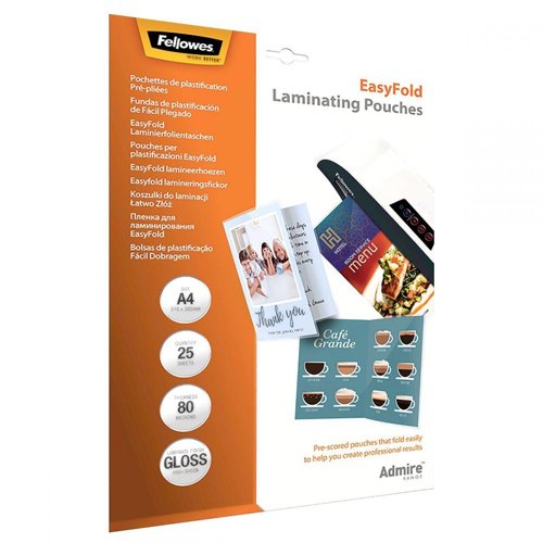 Fellowes Admire A4 Laminating Pouches - EasyFold Pack 25