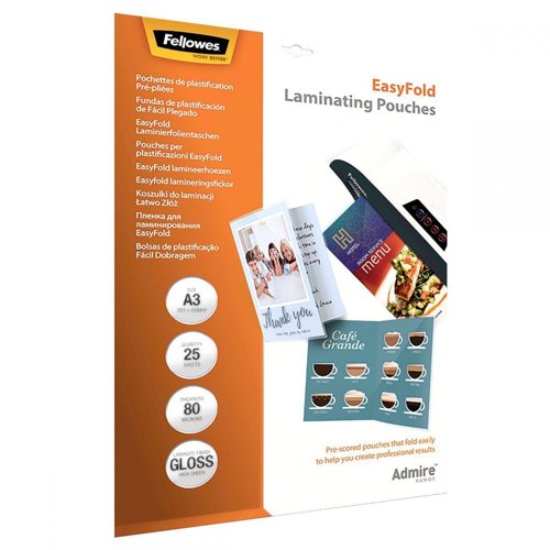 Fellowes Admire A3 Laminating Pouches - EasyFold Pack 25