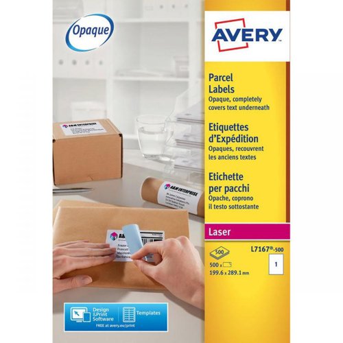 29178J - Avery L7167-500 Parcel Labels 500 sheets - 1 Label per Sheet