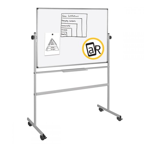 Bi-Office Revolving Whiteboard; Double-Sided Lacquered Steel Surface; Aluminium Structure; 120x120cm