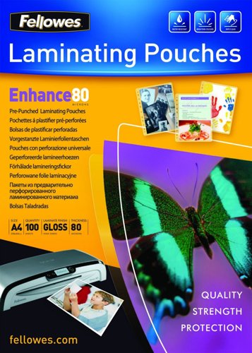 Fellowes A4 Pre-Punched 80 Micron Laminating Pouch