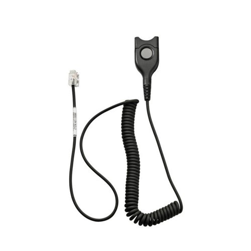 Standard headset connection cable with standard microphone sensitivity. EasyDisconnect to Modular Plug RJ 9, coiled cord, Code 08.For direct connection of specific phones.