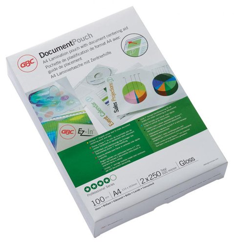 These laminating pouches come in different thickness and sizes and all provide a professional, gloss surface finish to your documents allowing them to look well presented and to ensure they stay cleaner for longer.These Light laminating pouches come in a pack of 100, A4 size laminating pouches. The low weight makes the Ibico Light laminating pouches ideal to protect and enhance valuable presentation pages, reference lists, product sheets and notices or to give a glossy, professional look to any document. The Ibico Light A4 pouches are compatible with all A4 laminators.