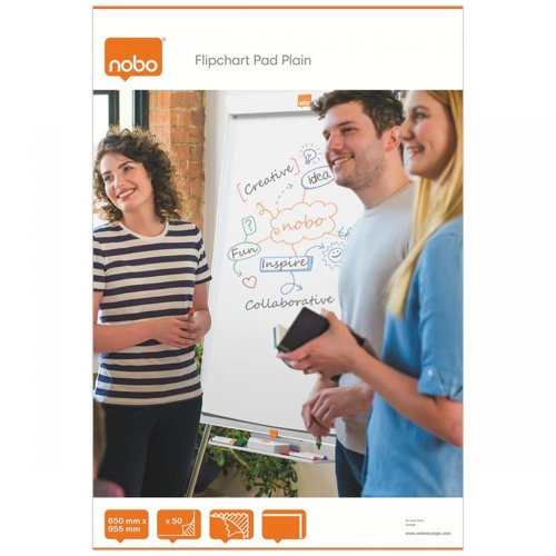 Nobo 1915100 50 Page 650x960mm Flipchart Pad Pack of 5 Flipchart Pad 31311J Active Group  | Business Supplies. Workwear. Furniture. Promotional Merchandise. Business Technology