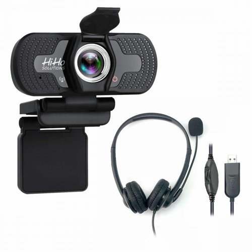 HiHo 1000W HD Webcam and HiHo 218B Headset Bundle