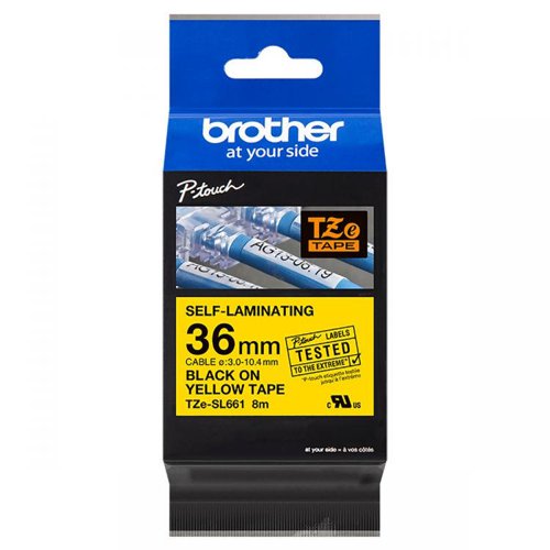 Brother P-touch Tapes are built with tough and durable professional grade materials and adhesives.  Primarily designed for long term reliable identification of CAT5e/CAT6/CAT6A networking cables that have a diameter of 3.0 to 10.4mm.  This self-laminating labelling tape has been rigorously tested by Brother to ensure you can print ID labels quickly and efficiently. The TZe-SL661 provides a protective layer over the printed area for cable marking, ensuring your future identification needs are reliably met.Part of the Brother Tape range, this self-laminating tape is compatible with selected models of professional P-touch label printers ensuring you can print ID labels quickly and efficiently.Thanks to a protective overlaminate being applied to the whole label at the time of printing, the 24mm tape width can be wrapped around CAT5E and even the thicker CAT6A network cables and still protect the text on the label.Applications:LAN cables (Patch cord or permanent link)Computer cables (USB cables, Data cables)Power cordsCompatible with the following Brother Label Machines:PT-E550WSP, PT-E550WVP, PT-E550WVPNI, PT-D800W, PT-P900W, PT-P950NW