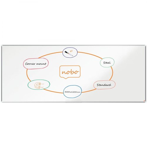 Nobo Premium Plus Steel Magnetic Whiteboard 3000x1200mm