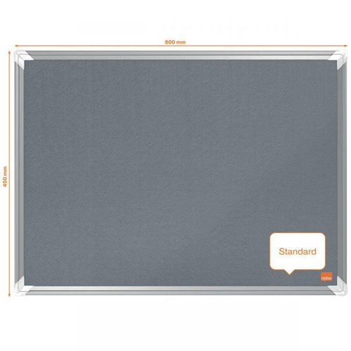 32046J - Nobo 1915194 Premium Plus Grey Felt Notice Board 600x450mm