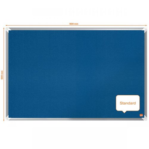 Nobo 1915188 Premium Plus Blue Felt Notice Board 900x600mm