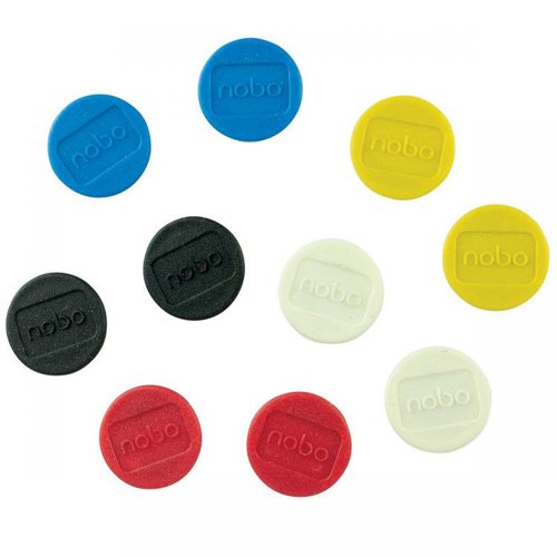 Nobo 1901016 Magnetic 20mm Assorted Whiteboard Magnets Pack of 10