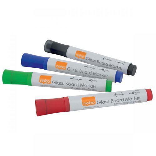 Nobo 1905324 Glass Whiteboard Marker pens pack of 4