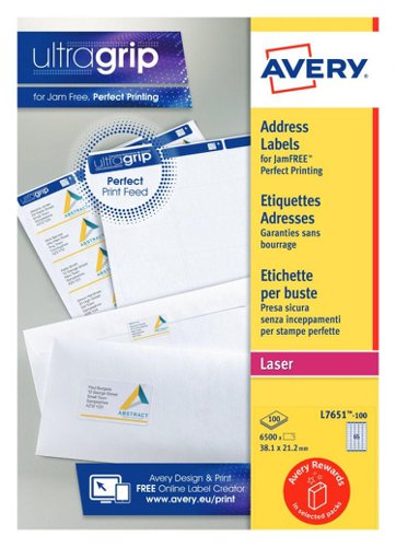 Avery L7651-100 Mini Address Labels 100 sheets - 65 Labels per Sheet