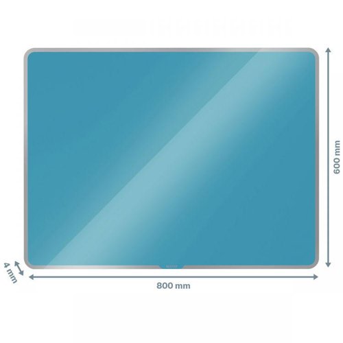 Leitz Cosy Magnetic Glass Whiteboard 80 x 60 cm Calm Blue 32665J