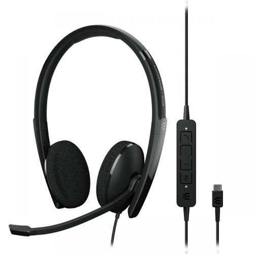 On-ear stereo USB headset with in-line call control, optimized for UC professionals. Work your way with a stylish, comfortable headset designed for the demands of today’s hybrid workplace with superior sound.Experience the elegant and comfortable ADAPT 100 Series. The headsets that adapt to you and your device, whatever device you are using. Enjoy exceptional audio quality and superior sound while soft earpads provide all day comfort. The series includes Microsoft Certified and UC optimized variants with or without ANC so you can block out noise disturbances instantly and enjoy a seamless call experience wherever you go. With flexible connectivity, it’s simply plug and play – working remotely, at the office or on the go.Work in style with an elegant headset designed for the smart office. Experience flexibility and comfort with large on-ear noise-damping earpads and a discreet boom arm that folds neatly away into the headband. Choose ANC variants to effectively block out distracting noises in the office instantly. Choose between UC optimized and Teams Certified variants. Jump straight into Microsoft Teams meeting with dedicated Teams’ button, while smart audio technologies give you peace of mind to focus and boost productivity.Turn any space into your study space with an elegant and superior audio tool. Listen and learn with great sound, while the foldable boom arm and exceptional microphone clarity ensures a good call experience during lectures and group calls. Smart audio technologies reduce noise disturbances to enable you to focus and concentrate on the task at hand, while the lightweight fold-flat design with comfortable earpads makes it easy to carry around.Experience an audio tool that adapts to you wherever you go. Lightweight, foldable and portable, the headset is designed for today’s hybrid workplace with EPOS Voice™ technology and a noise-cancelling microphone. Enjoy a seamless call experience wherever you work, while smart audio technologies and noise-damping earpads ensure a disruption-free workplace, anywhere. With variants optimized for UC and certified for Microsoft Teams, you can optimize your performance however and wherever you work.Included in the box:Headset, acoustic foam ear pad/s mounted on headset, cable with call control (USB-A/USB-C), quick guide, safety guide, compliance sheet