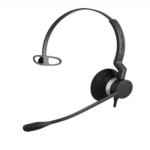The Jabra Biz 2300 is built to survive in a high-performing contact centre, meaning fewer headset replacements and less downtime for you and your team and lower total cost of ownership. The reinforced cord is built to withstand the contact centre environment and is protected against office chair wheels, sharp objects and daily use. The boom-arm can be rotated 360 degrees with zero risk of breaking. We call this FreeSpin™.Extremely lightweight and unobtrusive design means lowered agent fatigue and more productive calls. Weighs just 49 grams in the mono version, and just 68 grams in duo. The adjustable headband and microphone boom-arm let you find the perfect fit. The control unit lets you change volume, mute your calls and more. PeakStop™ technology removes sudden loud sounds or tones before they reach your ears: Any sound above 118 db is filtered out.Lifelike conversations and higher customer satisfaction require both great, ambient-noise reducing sound in the agent's ears, and a noise-cancelling microphone that also avoids air shocks. The Jabra Biz 2300 has both. HD Voice technology makes sure you clearly understand the other party. The speakers reduce ambient noise, so you can focus on the call. Specially designed “air shock” noise-cancelling mic filters out sharp breathing sounds and popping noises often heard in conversations.Our headsets and speakerphones work out of the box with over 10,000 traditional deskphones. They are future-proof and compatible with all softphone web-clients and contact center platforms including Cisco, Avaya, Genesys Cloud and Microsoft Teams.Providing excellent customer service starts with reliability. Jabra call centre headsets are simple to use today and will be simple to use tomorrow – no matter how you’ve set up your office.Your customers will be happy and so too will your workforce.