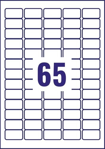 Avery J8551-25 Clear Address Labels 25 sheets - 65 Labels per Sheet