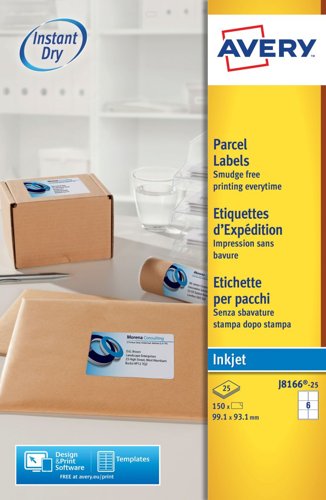 Avery J8166-25 Parcel Labels 25 sheets - 2 Labels per Sheet
