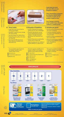 Avery J8166-25 Parcel Labels 25 sheets - 2 Labels per Sheet