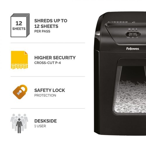 Fellowes Powershred 12C Cross Cut Shredder Personal Shredders 32871J Active Group  | Business Supplies. Workwear. Furniture. Promotional Merchandise. Business Technology