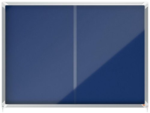 Nobo 1915334 18 x A4 Premium+ lockable Notice Board with Blue Felt