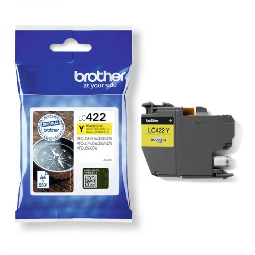 Brother LC422Y 550 Page Yellow Ink Cartridge 32956J