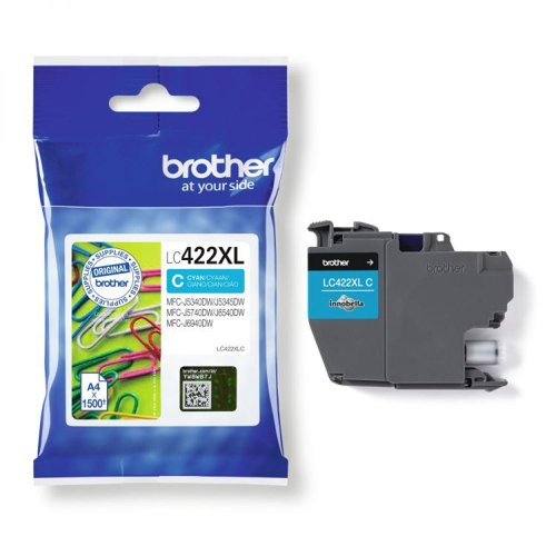 Brother LC422XLC 1500 Page High Yield Cyan Ink Cartridge