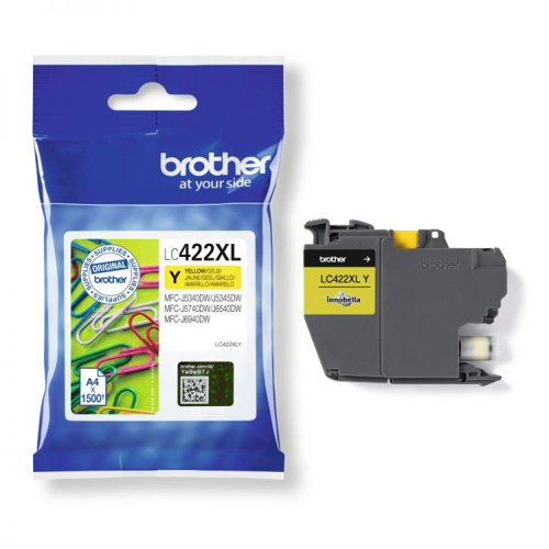 Brother LC422XLY 1500 Page High Yield Yellow Ink Cartridge