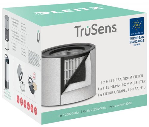 The filter is at the core of purifying your air and replacing it is essential for optimal air purifier performance. This 2-in-1 filter combines a carbon prefilter for capturing large particles like hair and dust with a HEPA type filter for trapping small particles.The TruSens combination filter has been engineered to collect microscopic particles, allergens and volatile organic components (VOC’s), and odorous gases.360 degree filtration draws in air from all directions, collecting pollutants from around the room that may affect allergy and symptoms.Carbon prefilter captures odours and certain gases, and offers the first level of defence against dust and pet hair.HEPA Type filter removes pollutants as small as 0.3 microns – that’s roughly 30 times smaller than a strand of hair.Change indicator light is displayed on purifier when filters need to be replaced.