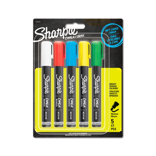 Sharpie 2157733 Sharpie Chalk Marker Assorted Blister Pack of 5